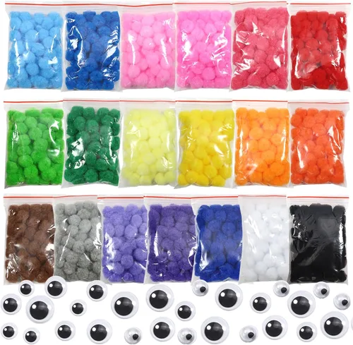 Vista 9 de TOAOB - 570 pompones para manualidades, tamaño pequeño, 0.4 in, multicolor
