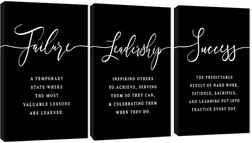Vista 26 de Arte de pared motivacional de 3 paneles para oficina, citas inspiradoras, arte en lienzo para decoración de pared de oficina en casa, palabras