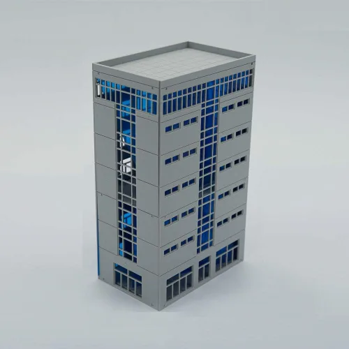 Vista 3 de Outland Models Diseño de paisaje ferroviario Edificio de oficinas moderno Escala N