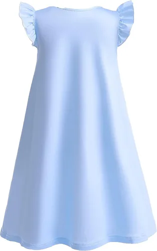 Vista 4 de EZDRESS Vestido de verano para niñas, estampado de erizo de dibujos animados, vestidos casuales para niños pequeños, ropa para el hogar, vestido