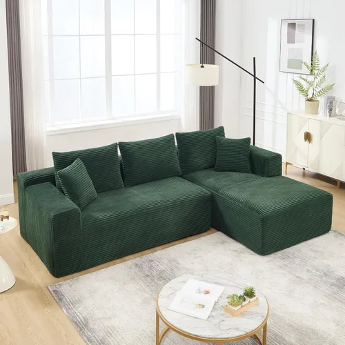 Vista 8 de Sofá modular de 108.3 pulgadas para sala de estar, sofá moderno sin hueso, sofá tapizado de espuma de nube con diván, sofá en forma de L