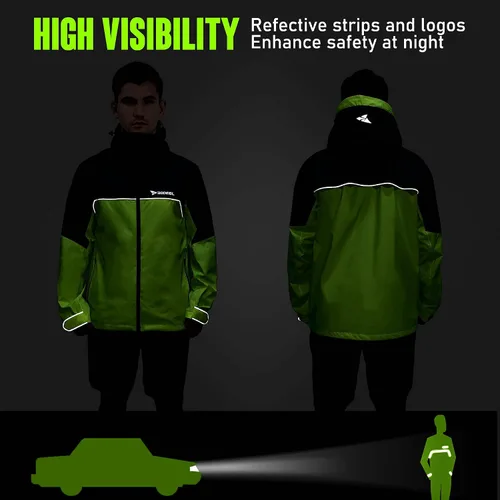 Vista 4 de Rodeel Chaqueta impermeable para hombre, ligera, reutilizable, con capucha, para actividades al aire libre