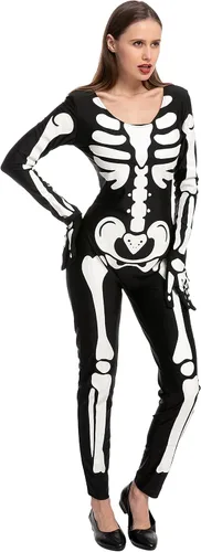 Vista 5 de Spooktacular Creations Disfraz de esqueleto para mujer con patrones brillantes para fiesta de disfraces de Halloween