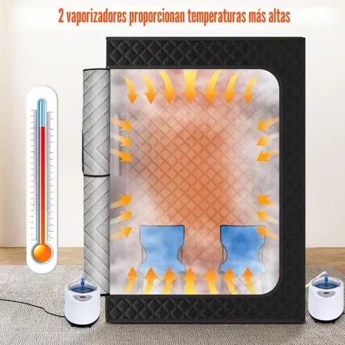 Vista 2 de X-Vcak Sauna para 2 personas, sauna portátil con 5 capas impermeables, tienda de campaña de sauna de vapor portátil con 2 vapores, 2 sillas