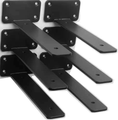 Vista 31 de Paquete de 2 - Soportes de estante en L ocultos negros de 4 pulgadas (1/5 pulgada de grosor) Soportes de estante flotante de hierro Soportes