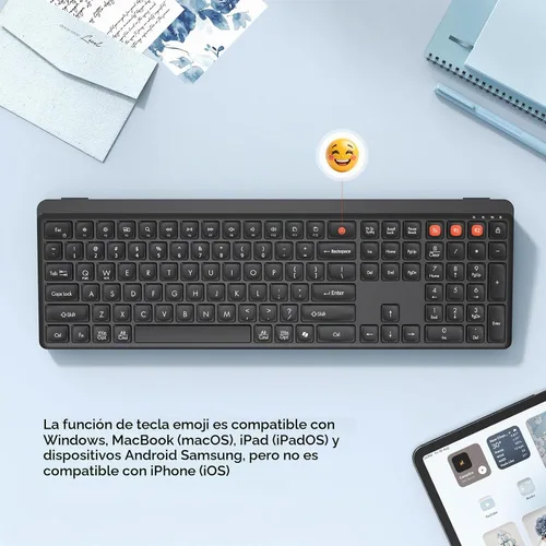 Vista 7 de Bluetooth Keyboard and Mouse Combo, Wireless Multi-Device Set, Black Negro