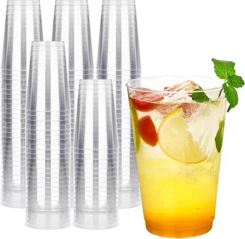 Vista 15 de RACETOP Vasos de plástico desechables transparentes de 9 onzas, paquete de 50 vasos de plástico transparente, vasos de fiesta resistentes, vasos