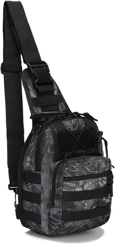Vista 8 de Mochila táctica para el hombro, pequeña, para exteriores, para hombres, viajes, senderismo, camping, mochila para Rover, color negro