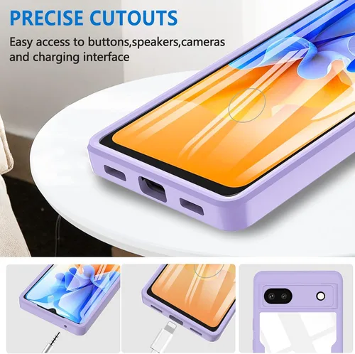 Vista 7 de BESINPO Funda de silicona TPU resistente a prueba de golpes de grado militar para Google Pixel 6A (violeta)