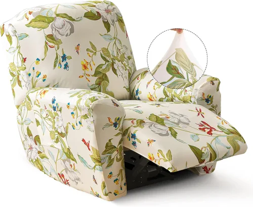 Vista 17 de Iauddy - Funda elástica para sillón reclinable de 4 piezas, protector de muebles suave y ajustado para sillón reclinable con bolsillo, funda