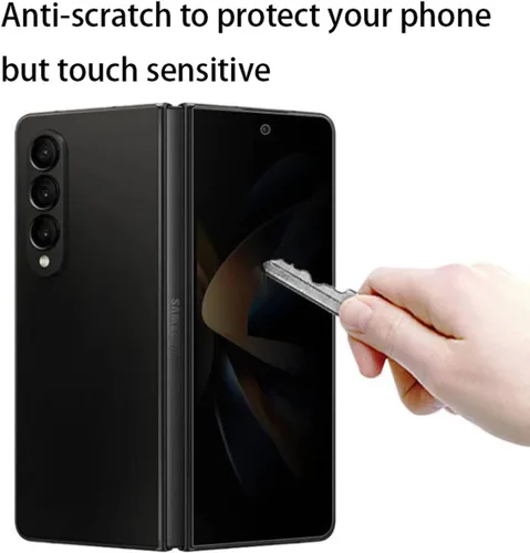 Vista 6 de Protector de pantalla antirreflejo antiespía para Samsung Galaxy Z Fold 4 5G 2022, privacidad exterior interior mate suave película antiarañazos