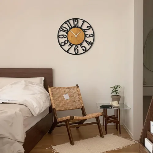 Vista 5 de LEIKE Relojes de Pared Grandes, Silenciosos, Sin Tictac, Funcionan con Baterías, Rústico Redondo Moderno Gran Reloj de Pared de Madera para Sala