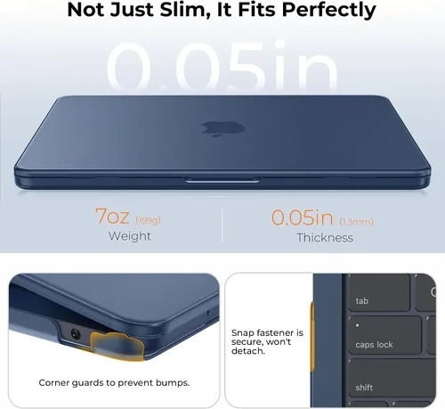 Vista 3 de EooCoo Funda mate para MacBook Air de 13 pulgadas M5/M4/M3/M2 2026-2022 Midnight Clear