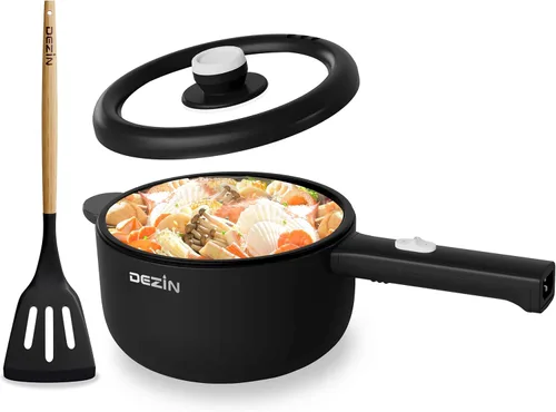 Vista 9 de Dezin Cocina Eléctrica, Sartén Antiadherente Sauté de 2L, Cocina de Fideos Rápida, Mini Olla para Bistec, Huevo, Arroz Frito, Ramen, Avena, Sopa
