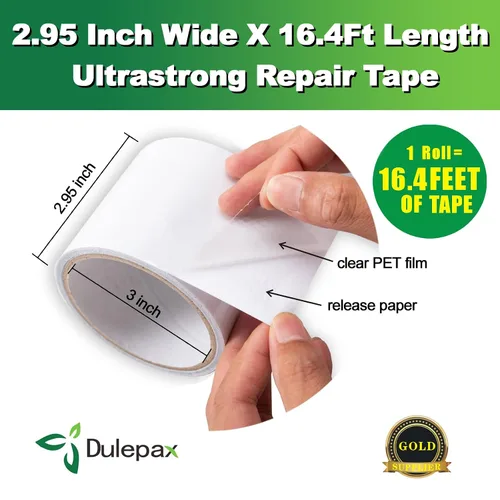 Vista 4 de Dulepax - Cinta de reparación de tela ultra fuerte, 16.4 pies x 2.95 pulgadas, ideal para cubiertas de barco, tiendas de campaña, toldos, cubiertas