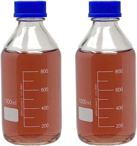 Vista 7 de Karter Scientific Botellas redondas de vidrio de 1.7 fl oz con tapa de rosca GL32, borosilicato, (paquete de 2)