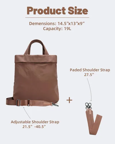 Vista 3 de FODOKO Hobo Crossbody Bags 2.0, 19L Totes Bolso grande con correas para mujer, múltiples bolsas de hombro de nailon para viajes gimnasio