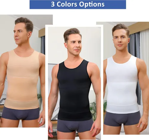 Vista 4 de Camiseta de compresión para hombre, adelgaza y moldea el cuerpo - chaleco de entrenamiento, camiseta de tirantes, para marcar abdominales, camisetas