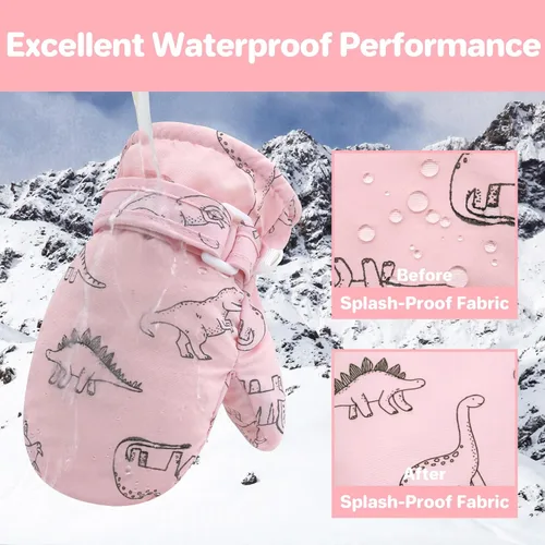 Vista 10 de QikQik Guantes de invierno impermeables para niños pequeños - Guantes de nieve para bebés