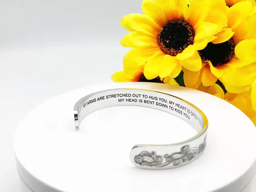 Vista 201 de Pulseras inspiradoras para mujer, joyería de acero inoxidable, con refranes, pulsera motivacional con mensaje oculto, pulseras grabadas para mejor