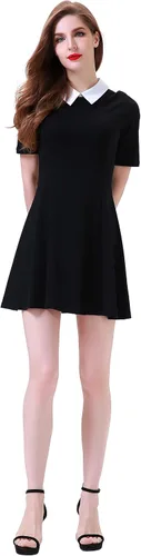 Vista 4 de Aphratti - Vestido casual de manga corta para mujer con cuello de Peter Pan