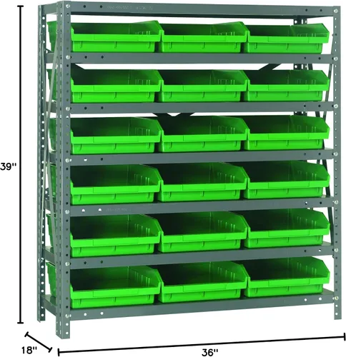 Vista 169 de Quantum QSBU-245BK Heavy Duty Shelving Unit with (7) Shelves and (24) QUS245 Black Bins for Garage Warehouse Storage Distribution 400 lb Load