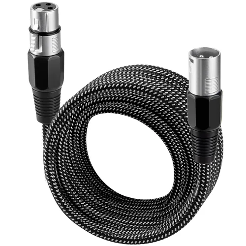 Vista 13 de Cable XLR de 3 pies/2 unidades, cable de micrófono Nylong trenzado equilibrado XLR macho a hembra, cables de conexión de micrófono de alta