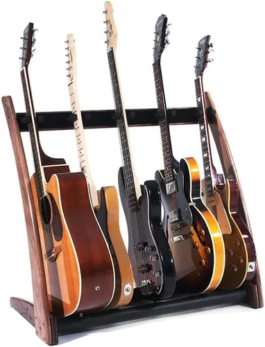 Vista 3 de Ruach GR-2 Curve - Soporte personalizable para guitarras y estuches, color nogal