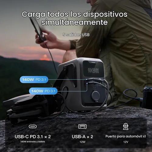 Vista 4 de EF ECOFLOW TRAIL 300 DC Power Bank Station & 45W Solar Generator
