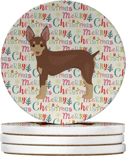 Vista 86 de Abyssinian Sand Terrier Merry Christmas - Posavasos grandes de piedra arenisca (4 unidades)