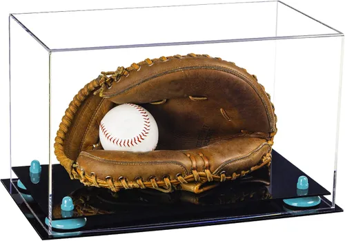 Vista 72 de Better Display Cases Vitrina de guantes de béisbol de acrílico transparente con elevadores negros (A011/V16)