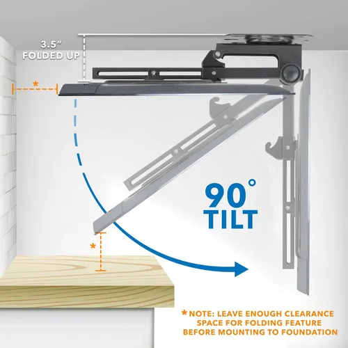 Vista 6 de Mount-It! Soporte plegable para TV de techo para televisores de 23 a 55 pulgadas, soporte abatible que ahorra espacio para techos planos e
