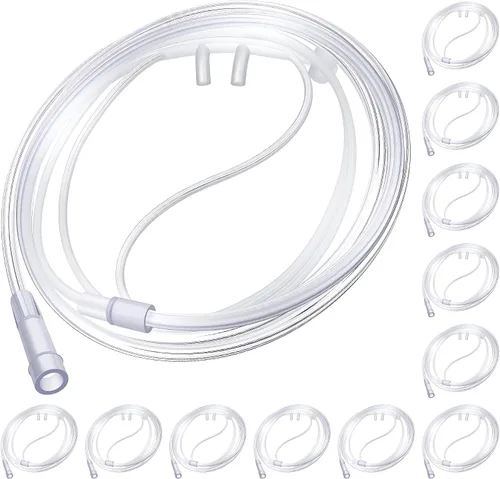 Vista 11 de Paquete de 5 cánulas nasales de oxígeno para adultos de 4 pies, tubo de oxígeno suave para adultos, tubo nasal de cánula con pieza nasal curvada