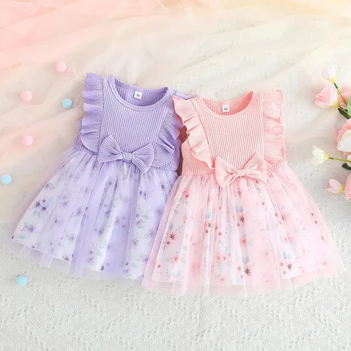 Vista 8 de Toddler Baby Girl Summer Outfit Seaside Skirt Sundress Summer Floral Dress Tulle Dress