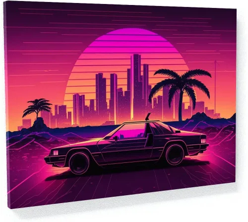 Vista 9 de Sense Canvas Synthwave Astronaut Planet 4 - Lienzo decorativo para decoración del hogar, póster pequeño de 16 x 12 pulgadas / 0.75 pulgadas