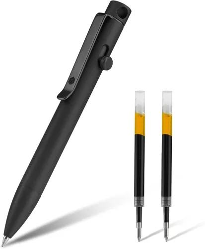 Vista 14 de KeyUnity KP01BK Bolt Action EDC Pen con clip, bolígrafo de bolsillo de titanio para transporte diario (negro)