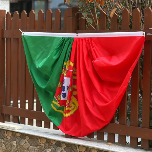 Vista 6 de Bandera de abanico plisada portuguesa portuguesa de 3 x 6 pies, 2 banderas de abanico plisadas portuguesas para interiores y exteriores