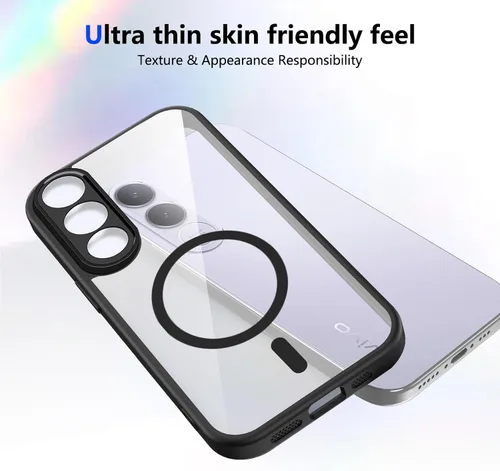 Vista 583 de Funda magnética transparente compatible con Xiaomi 17T, color negro 2 en 1 PC + TPU cubierta de teléfono a prueba de golpes, carcasa protectora