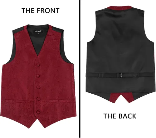 Vista 67 de Alizeal Conjunto de 2 piezas de corbata de lazo preatada de jacquard de cachemira con estampado floral clásico para niños