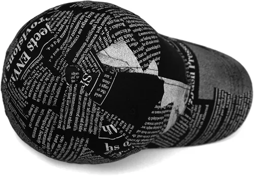 Vista 6 de Gorra de béisbol con estampado de periódico para hombre, ajustable, divertida, de algodón, a la moda