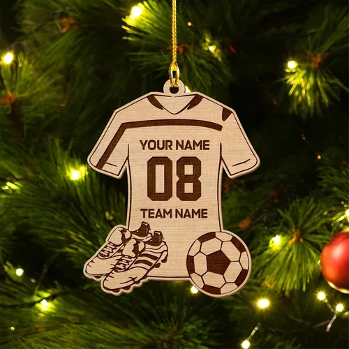Vista 8 de Adorno plano de Navidad personalizado 2024, adorno de fútbol para niños, decoración de árbol de Navidad, regalos para jugadores de fútbol