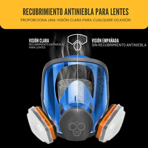 Vista 5 de Máscara respiradora de cara completa con 2 filtros de vapor orgánico A1 y 8 filtros de polvo P2, respirador reutilizable RF-610 para polvo, gas
