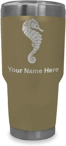 Vista 10 de LaserGram Vaso aislado al vacío de 20 onzas, caballito de mar, grabado personalizado incluido (negro)