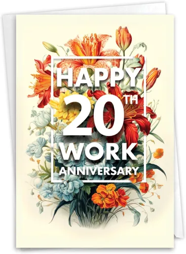 Vista 9 de NobleWorks Tarjeta de felicitación de 20º aniversario (compañero de trabajo) con sobre de 5 x 7 pulgadas para hombres, mujeres (1 tarjeta) 20 años