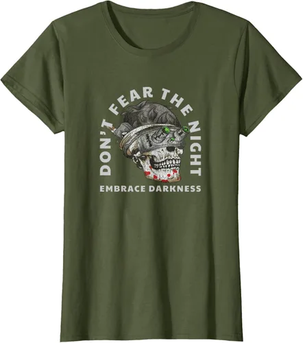 Vista 21 de Camiseta táctica militar con diseño de calavera con visión nocturna Negro