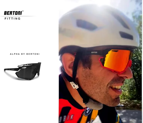 Vista 6 de Bertoni Gafas de sol deportivas para ciclismo MTB Running para hombres y mujeres en TR90 lente ancha antivaho mod. ALPHA NUEVO