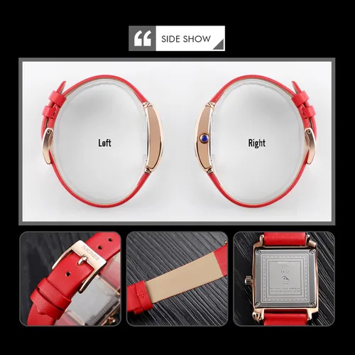 Vista 5 de MASTOP Relojes de pulsera de lujo para mujer, correa de cuero fina, resistente al agua, con correa de cuero