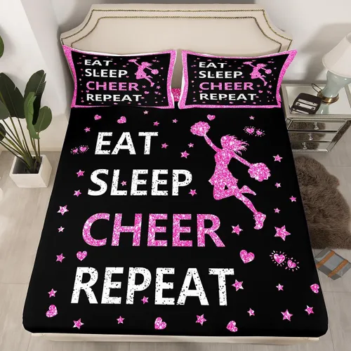 Vista 14 de Erosebridal Sábana bajera ajustable de gimnasia con bolsillo profundo para niñas y niños, tamaño individual, juego de ropa de cama deportiva