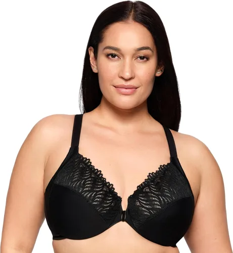 Vista 9 de Glamorise - Brasier para mujer con cierre frontal, espalda en T y varillas Wonderwire, #1246 Negro