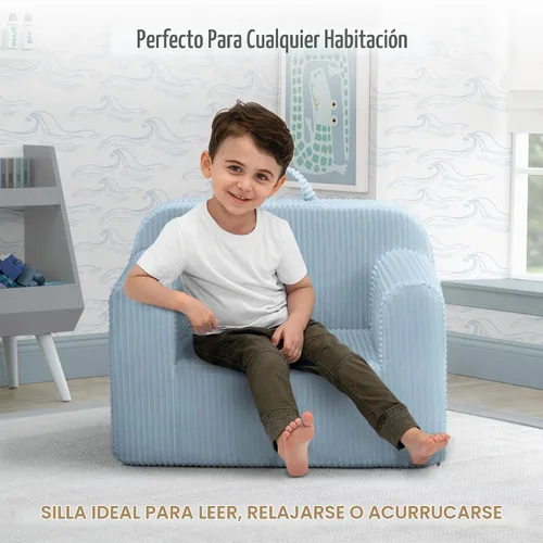 Vista 4 de Delta Children Cozee Silla de espuma de pana, color azul